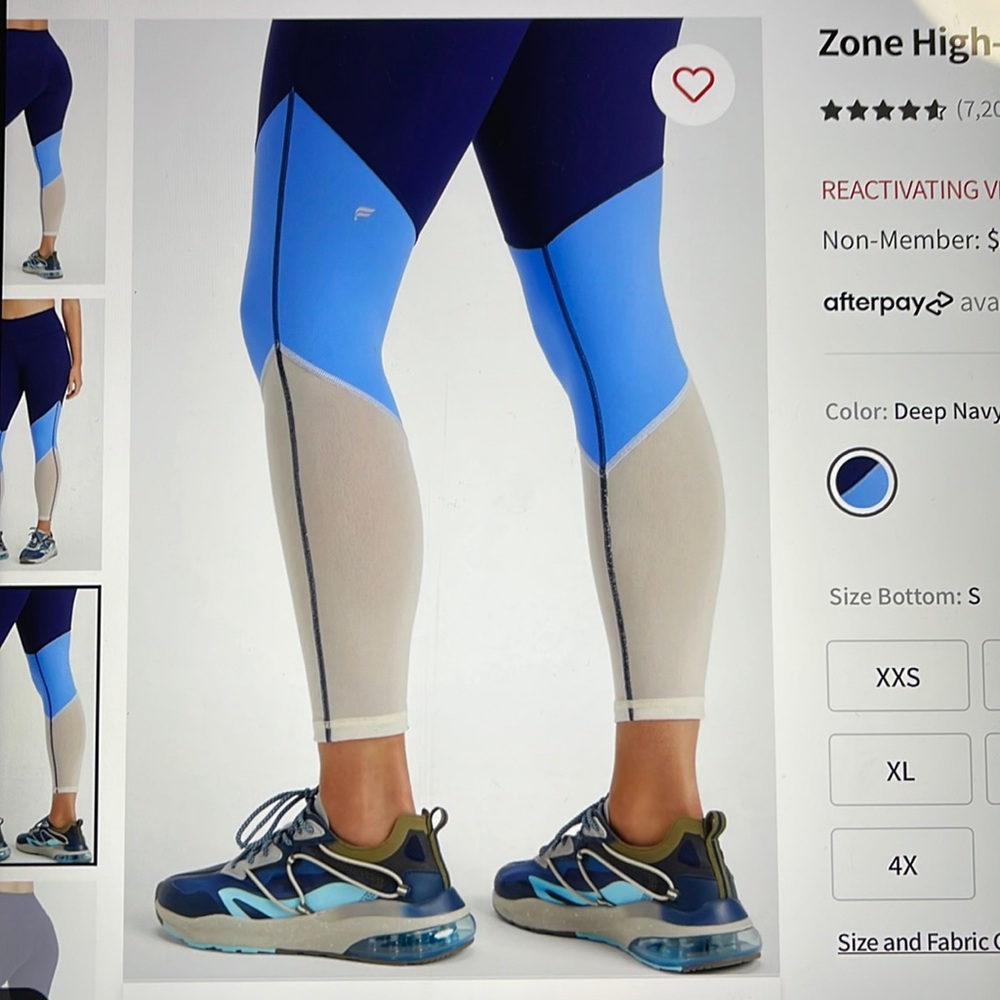 NWT- Fabletics Zone High Waisted 7/8 Legging -DEEP NAVY/MULTI (24”)- Brand New! - Picture 10 of 10